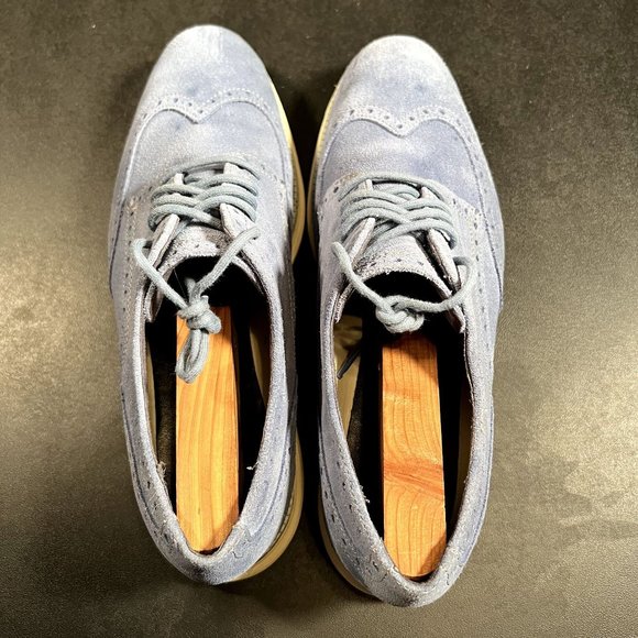 Cole Haan Original Grand Wingtip Oxford Men's 9.5 Wide Blue Shoes - Picture 8 of 10